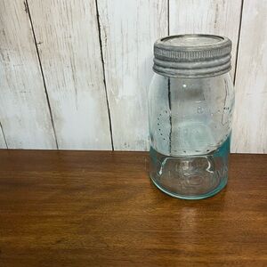 Crown Blue Glass Jar‎ with Silver Lid